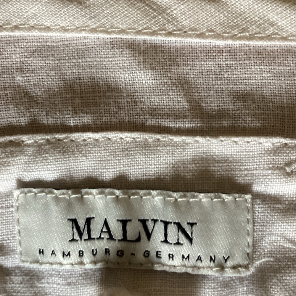 Cream Short Linen Dress With Cap sleeves by Malvinas - Picture 5 of 13